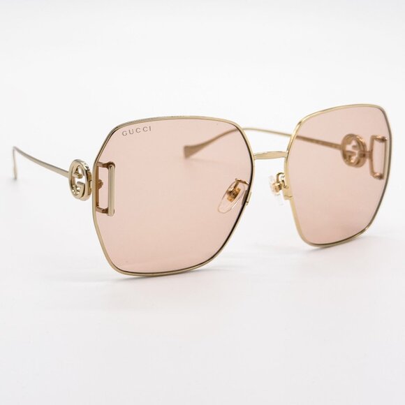 NEW GUCCI GG1207SA 001 SUNGLASSES WOMEN GOLD/PINK EYEWEAR - Picture 7 of 13